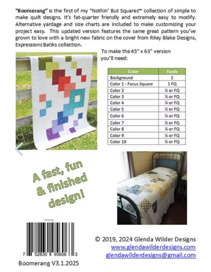 Glenda Wilder Designs | Boomerang Quilt Pattern | Riley Blake Designs image 1
