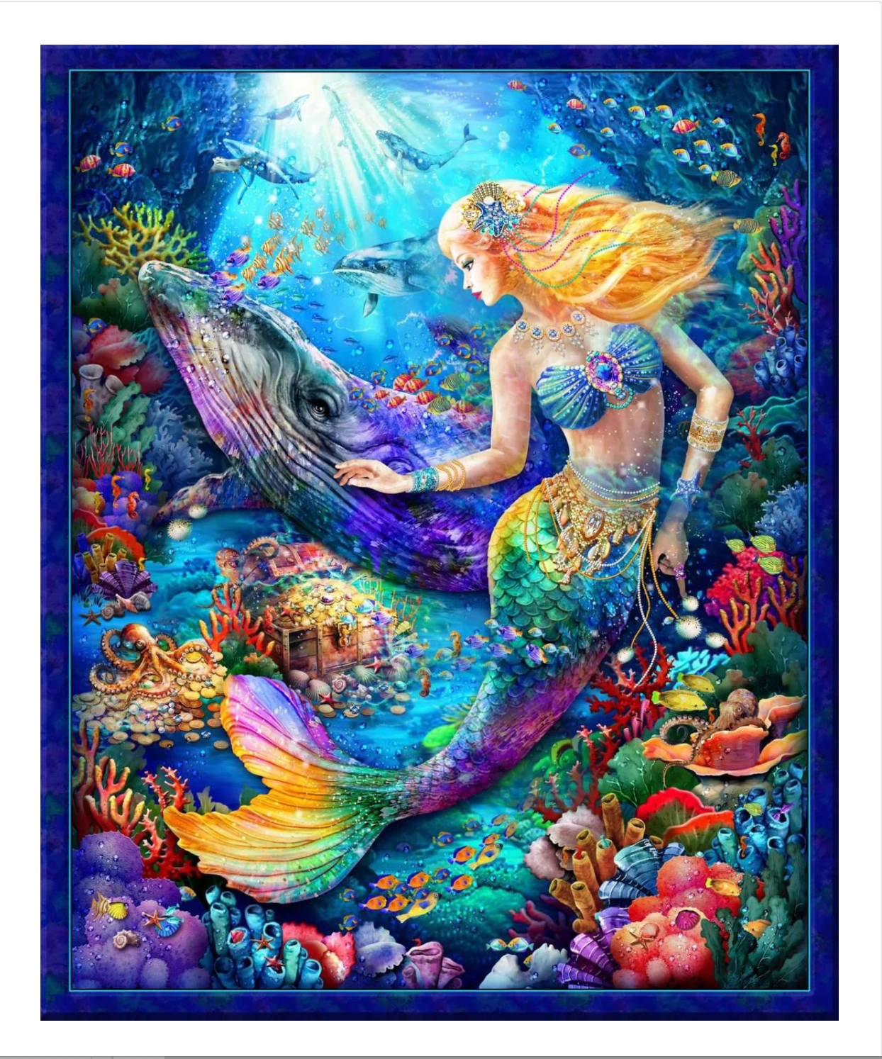 Hidden Treasure Mermaid Panel | Oasis Fabrics image 0