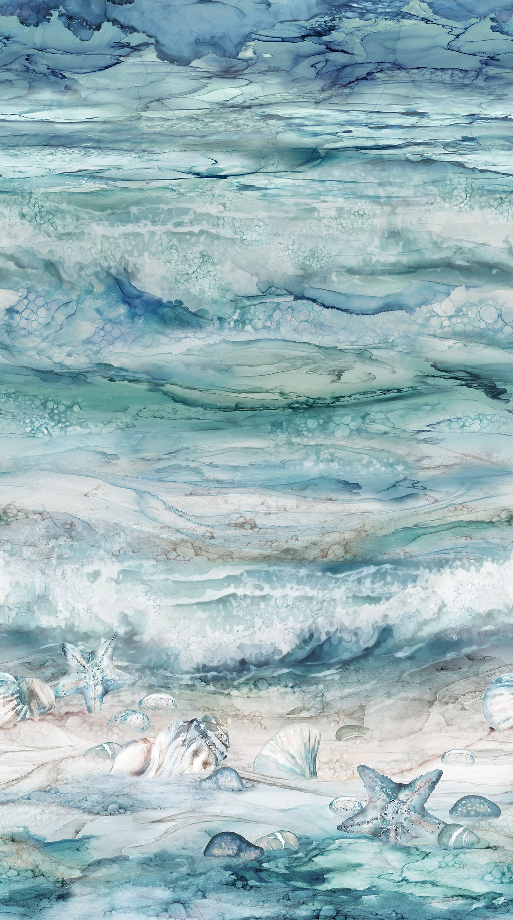 Sea Breeze, DebEdwards, Mel Samra, NorthCott Fabrics, Alcohol Ink Cotton,DP27095 image 1