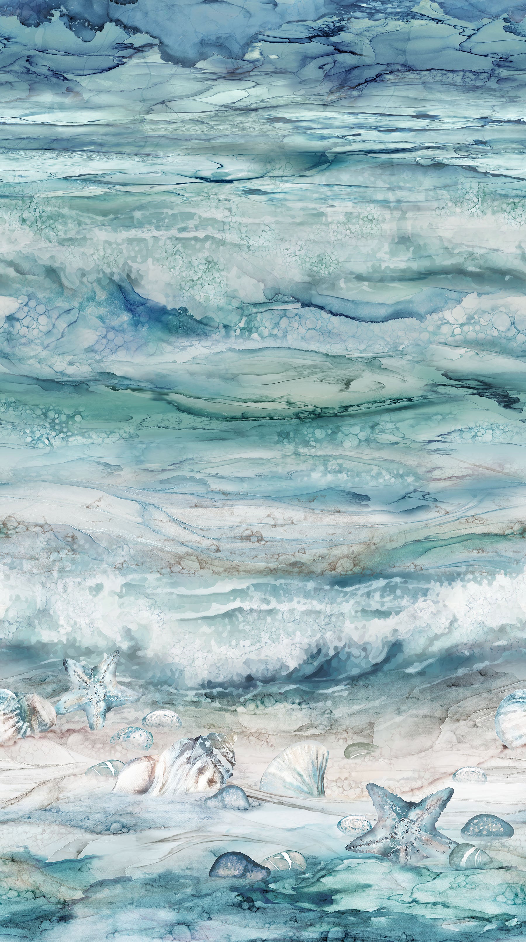 Sea Breeze, DebEdwards, Mel Samra, NorthCott Fabrics, Alcohol Ink Cotton,DP27095 image 1