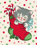 Kitty Christmas Panel Snow, MODA,Urban Chiks image 0