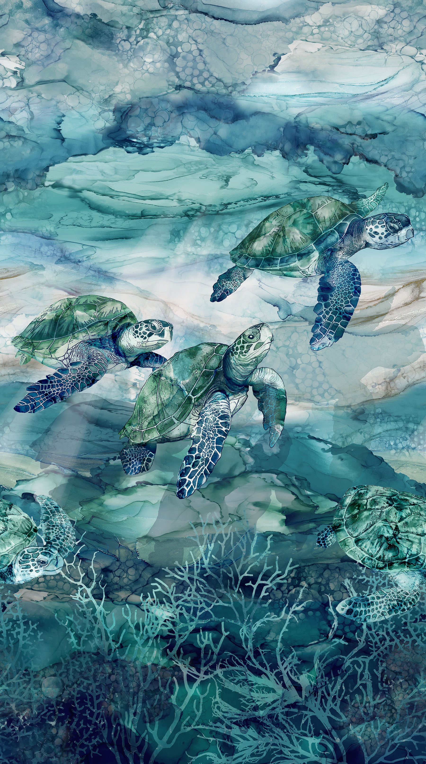 Sea Breeze, DebEdwards, Mel Samra, NorthCott Fabrics, Alcohol Ink Cotton,DP27095 image 0