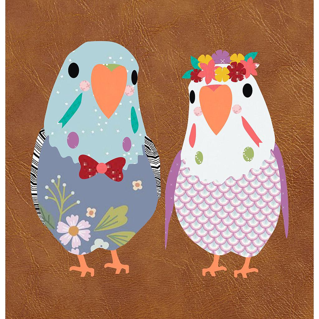 Budgie Buddies Kit by Laser Cuts, Fusible cotton Appliqué , quilting image 0