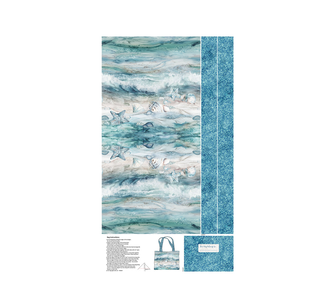 Sea Breeze - NorthCott Fabrics, Cotton Canvas Totebag panel, C27104-42 image 0