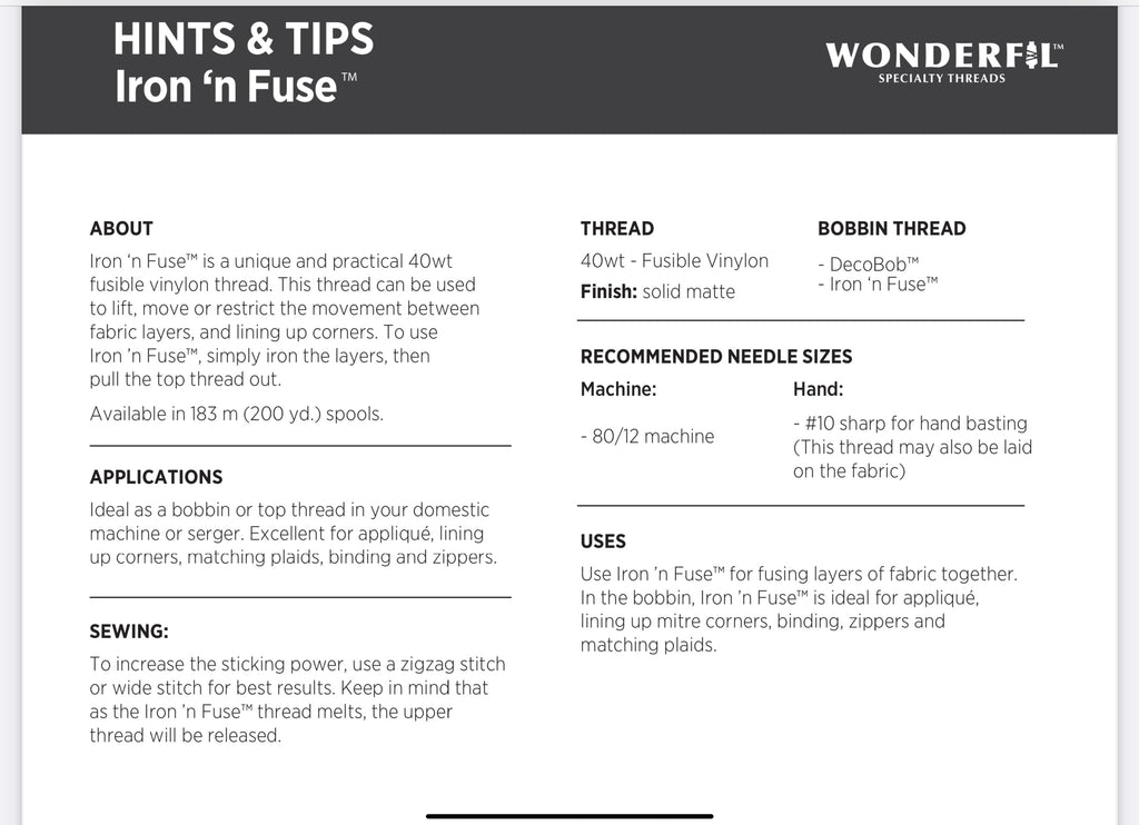 Iron ‘n Fuse |Wonderfil | Nylon Specialty Thread image 2