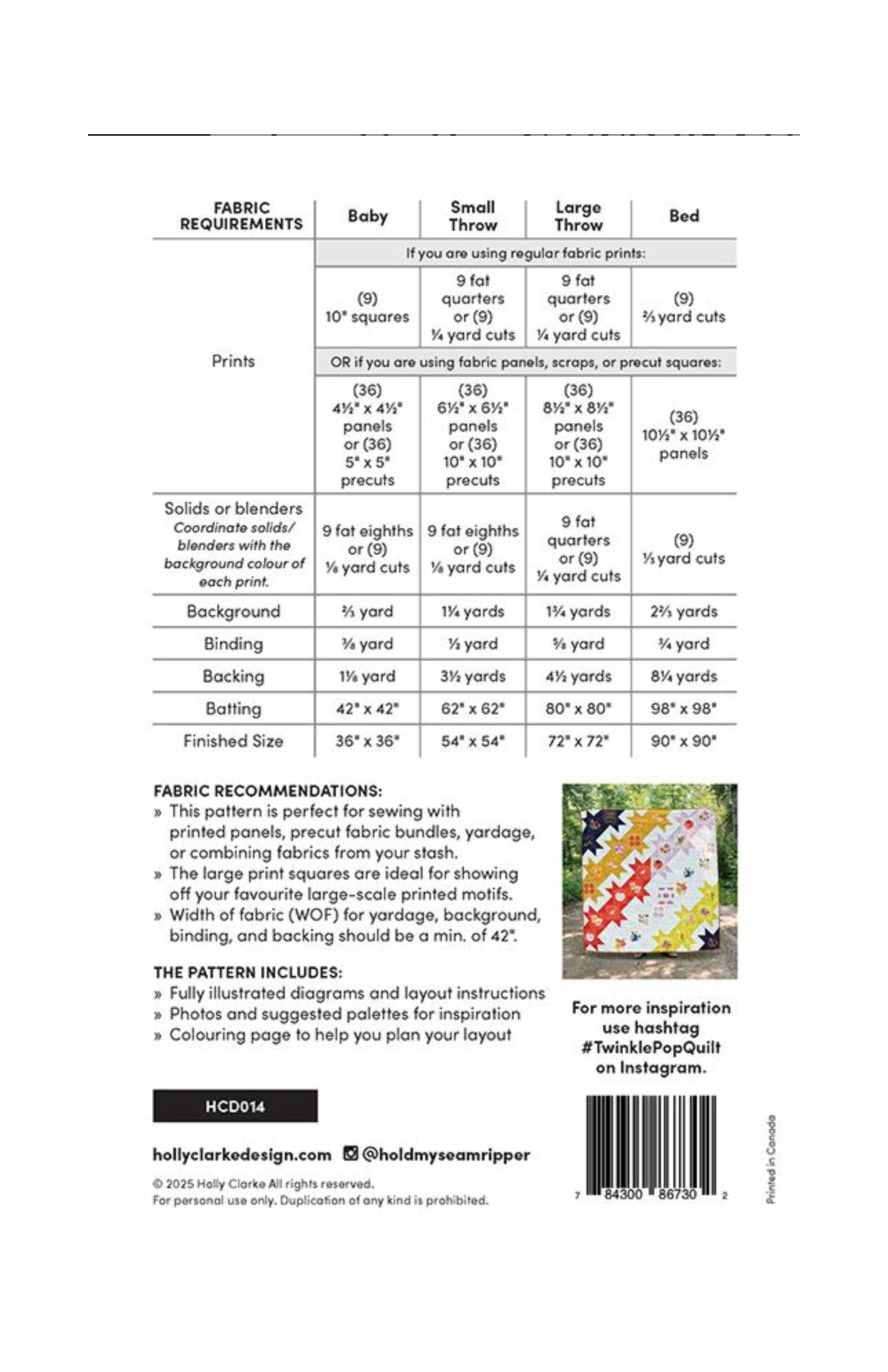 Twinkle Pop Pattern | Holly Clarke Designs | Moda